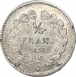 Large Reverse for 1/4 Franc 1838 coin