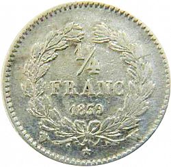 Large Reverse for 1/4 Franc 1839 coin