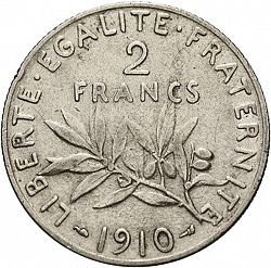 Large Reverse for 2 Francs 1910 coin