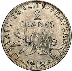 Large Reverse for 2 Francs 1912 coin