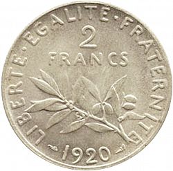 Large Reverse for 2 Francs 1920 coin