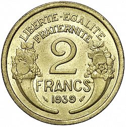 Large Reverse for 2 Francs 1939 coin