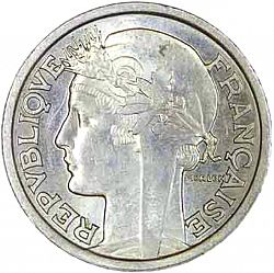 Large Obverse for 2 Francs 1958 coin