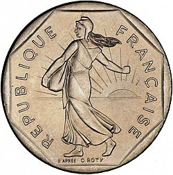Large Obverse for 2 Francs 1986 coin