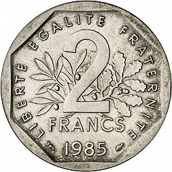 Large Reverse for 2 Francs 1985 coin