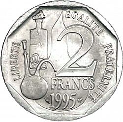 Large Reverse for 2 Francs 1995 coin