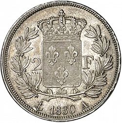 Large Reverse for 2 Francs 1830 coin