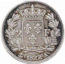 Large Reverse for 2 Francs 1822 coin