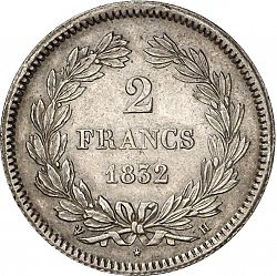 Large Reverse for 2 Franc 1832 coin