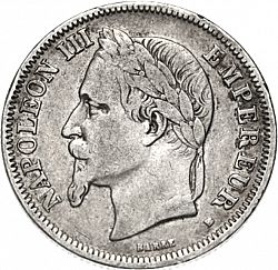 Large Obverse for 2 Francs 1869 coin