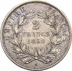 Large Reverse for 2 Francs 1854 coin