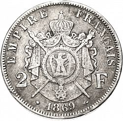 Large Reverse for 2 Francs 1869 coin
