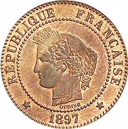 Large Obverse for 2 Centimes 1897 coin