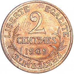 Large Reverse for 2 Centimes 1909 coin