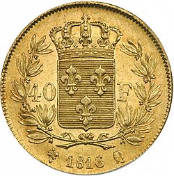 Large Reverse for 40 Francs 1816 coin