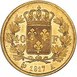 Large Reverse for 40 Francs 1817 coin