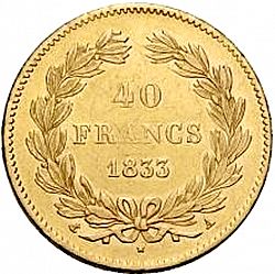 Large Reverse for 40 Francs 1833 coin