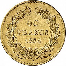 Large Reverse for 40 Francs 1834 coin