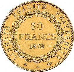 Large Reverse for 50 Francs 1878 coin