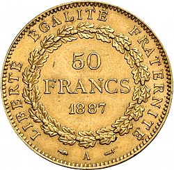 Large Reverse for 50 Francs 1887 coin