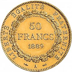 Large Reverse for 50 Francs 1889 coin