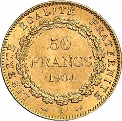 Large Reverse for 50 Francs 1904 coin