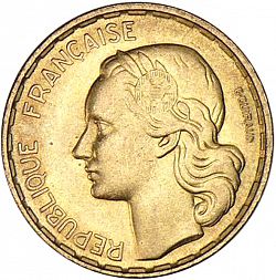 Large Obverse for 50 Francs 1953 coin