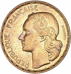 Large Obverse for 50 Francs 1954 coin