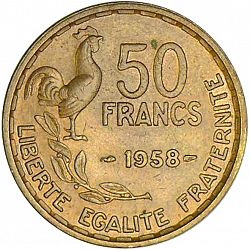 Large Reverse for 50 Francs 1958 coin