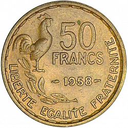 Large Reverse for 50 Francs 1958 coin