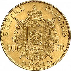 Large Reverse for 50 Francs 1858 coin