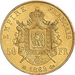 Large Reverse for 50 Francs 1862 coin
