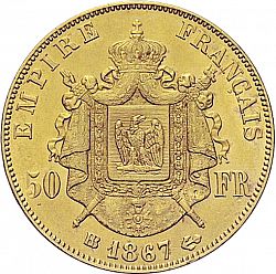 Large Reverse for 50 Francs 1867 coin