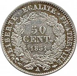 Large Reverse for 50 Centimes 1851 coin