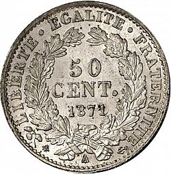 Large Reverse for 50 Centimes 1871 coin