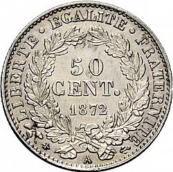 Large Reverse for 50 Centimes 1872 coin