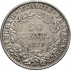 Large Reverse for 50 Centimes 1873 coin