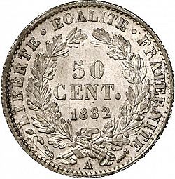 Large Reverse for 50 Centimes 1882 coin