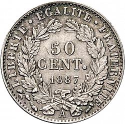 Large Reverse for 50 Centimes 1887 coin