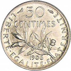 Large Reverse for 50 Centimes 1906 coin