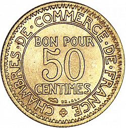 Large Reverse for 50 Centimes 1928 coin