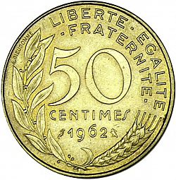 Large Reverse for 50 Centimes 1962 coin
