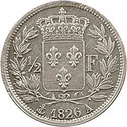Large Reverse for 1/2 Franc 1826 coin