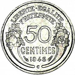 Large Reverse for 50 Centimes 1945 coin