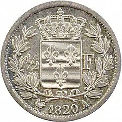 Large Reverse for 1/2 Franc 1820 coin