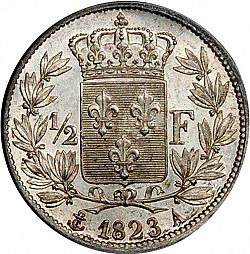 Large Reverse for 1/2 Franc 1823 coin