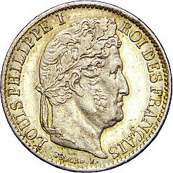 Large Obverse for 1/2 Franc 1844 coin