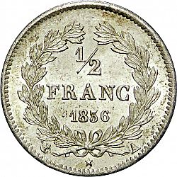Large Reverse for 1/2 Franc 1836 coin