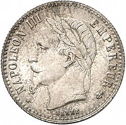 Large Obverse for 50 Centimes 1864 coin