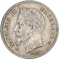 Large Obverse for 50 Centimes 1865 coin